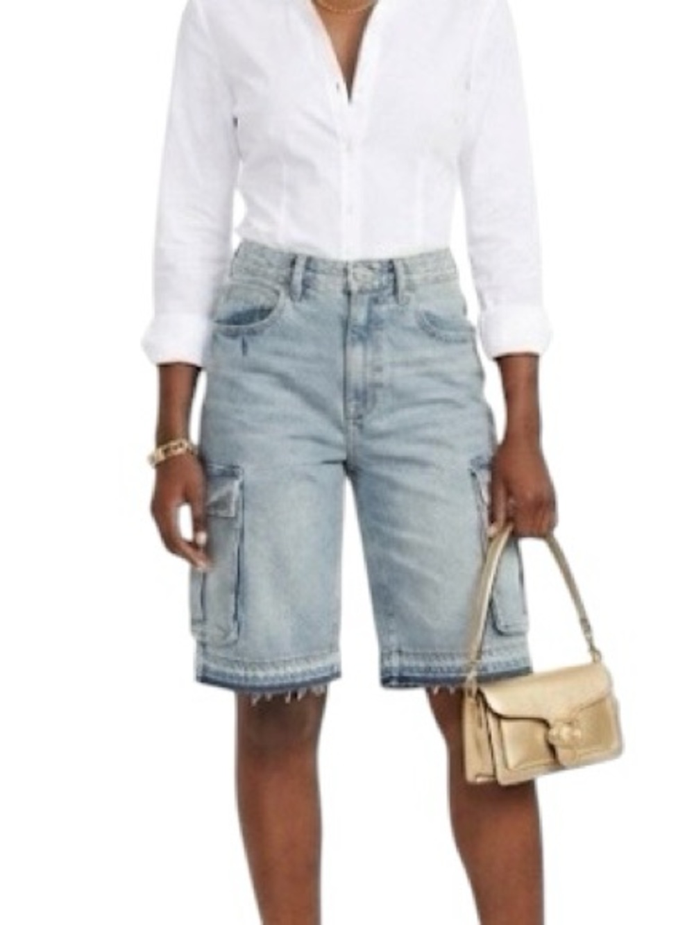 Ashley Mason Denim Cotton Cargo Jorts Bermuda Shorts with Pockets Size: 9/29